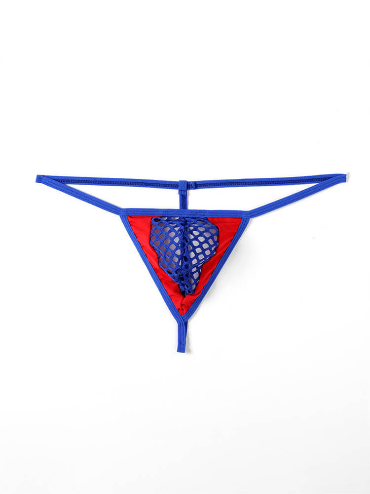 Men's Hollow Mesh Sexy Colorblock Thong