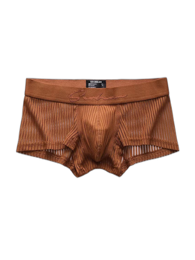 3 Pack Men's Striped Mesh Trunks with Comfort Pouch