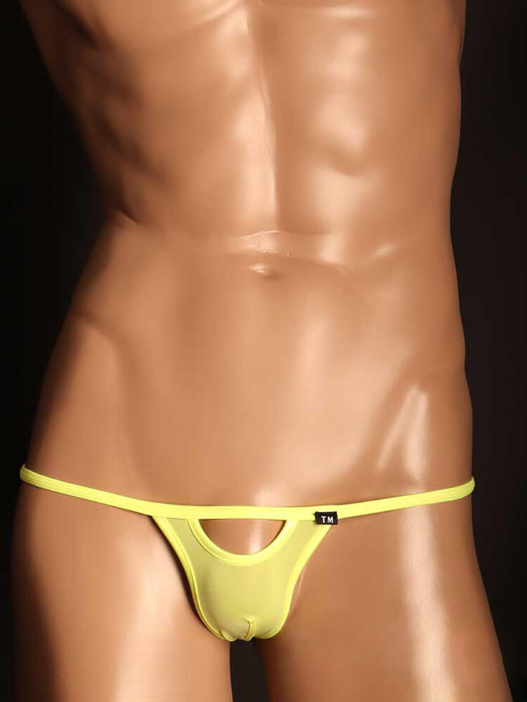 Men's Solid Sexy Front Hollow Low Rise Thong