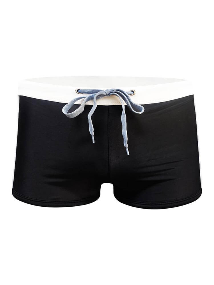 Men's Side Vertical Stripes Drawstring Swim Trunks