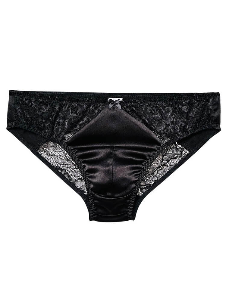 Men's Sexy Soft Lace Seamless Mulberry Silk Briefs