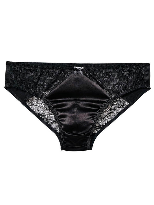 Men's Sexy Soft Lace Seamless Mulberry Silk Briefs