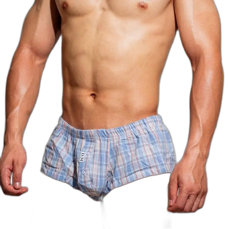 D.M. Low Rise Sexy Plaid Home Boxer Briefs