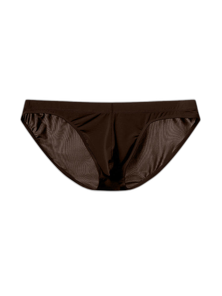 Men's Low Waist Ice Silk Transparent Seamless Briefs