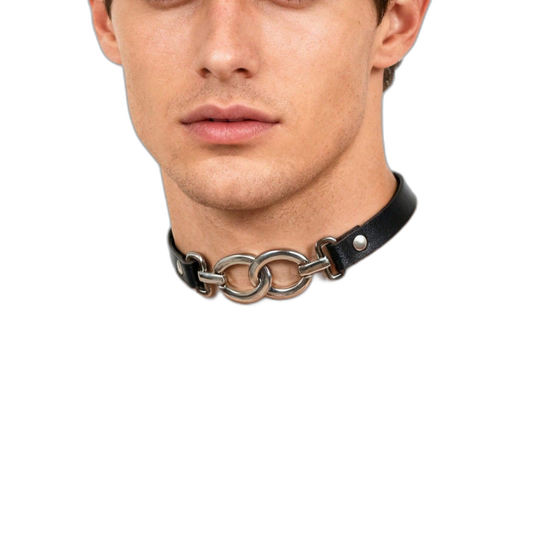 Double Ring Leather Choker