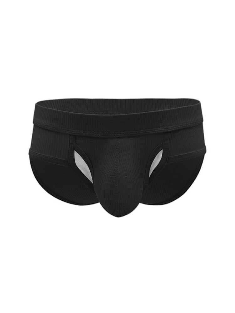 Men's Sexy Ribbed Separate Large Pouch Briefs