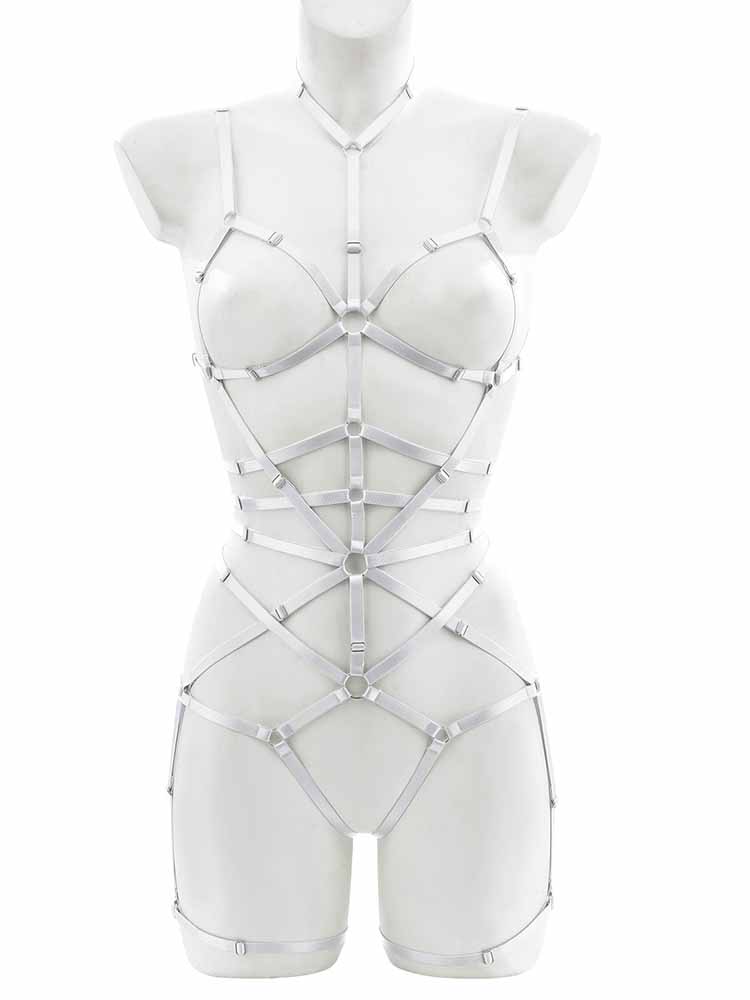 Solid Color Hollow One-Piece Strap Underwear Set