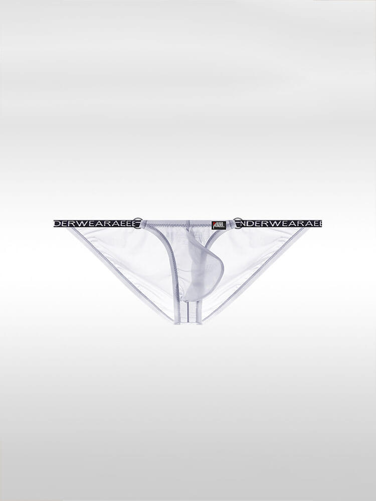 Men's Sexy Ultra-Thin Sheer Ice Silk Letter Belt Thong