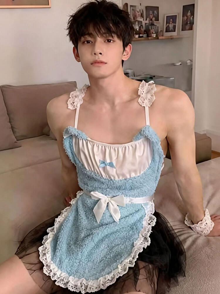 Men's Sexy Plush Cat-Themed Manservant Set