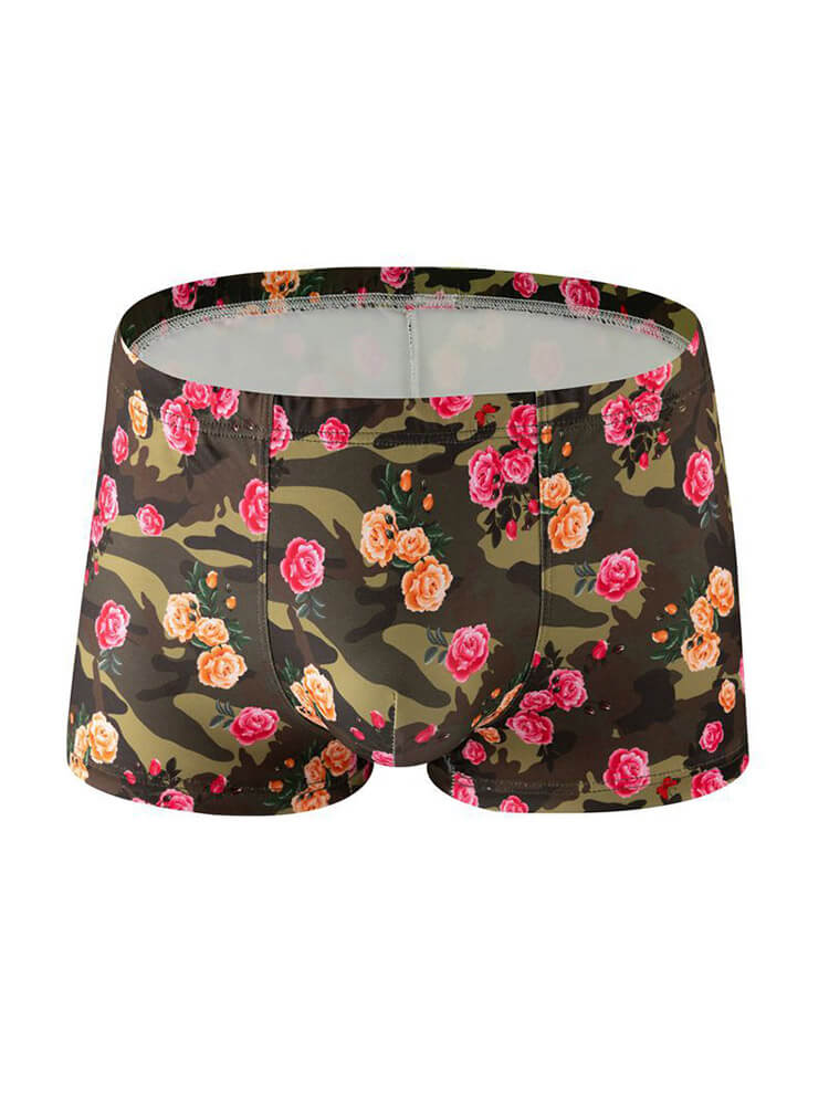 Men's Floral Print Breathable Milk Silk Boxer Briefs