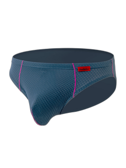3 Pack Men's Nylon Plaid Lift Hip Briefs Triangle Briefs