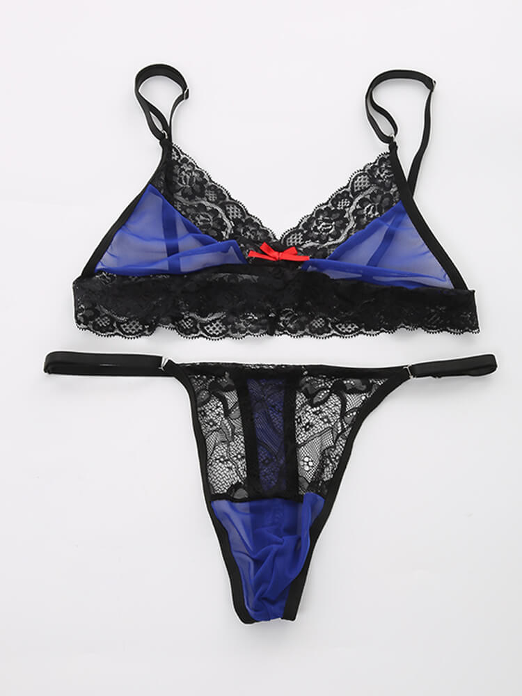 Men's Sexy Lace Bra Briefs Crossdressing Set