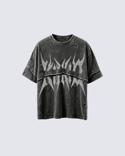 KIIKIO American-Style Distressed High-Street T-Shirt