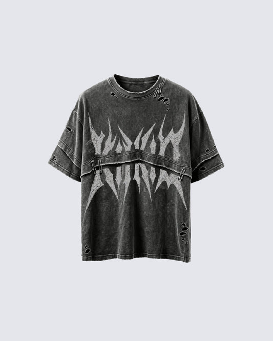 KIIKIO American-Style Distressed High-Street T-Shirt