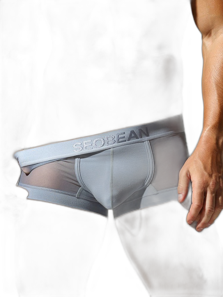 2 Pack Men's Stay-Put Fit Lightweight & Airy Solid Color Semi-Transparent Trunks