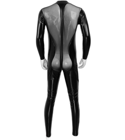PVC Leather Mesh Kink Bodysuit