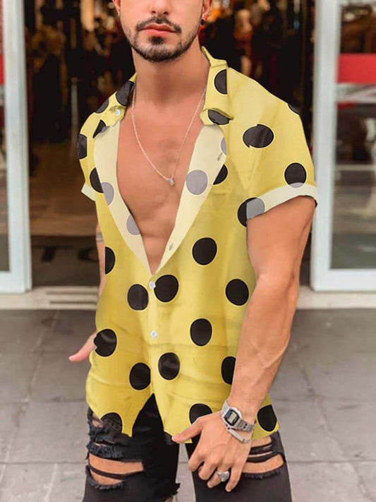 Men's Hawaiian Beach Polka Dot Short Sleeve Shirt