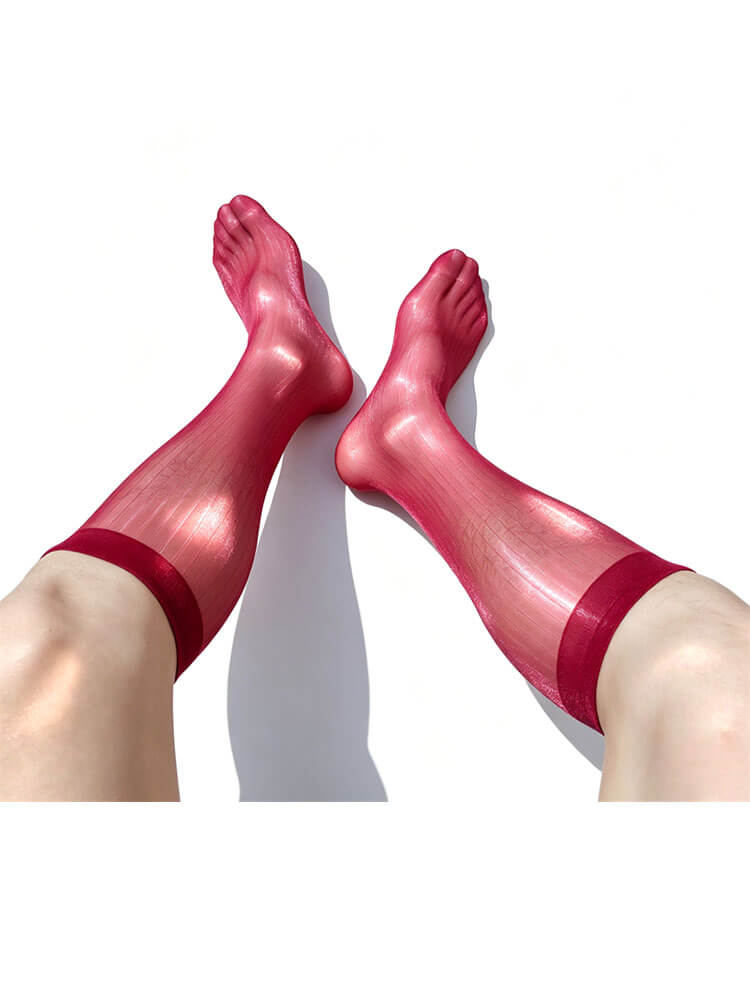 Reflective Ultra-Thin Striped Mid-Calf Stocking