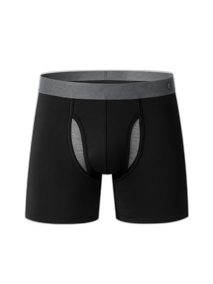 Breathable Sports Boxer Briefs with Open Fly