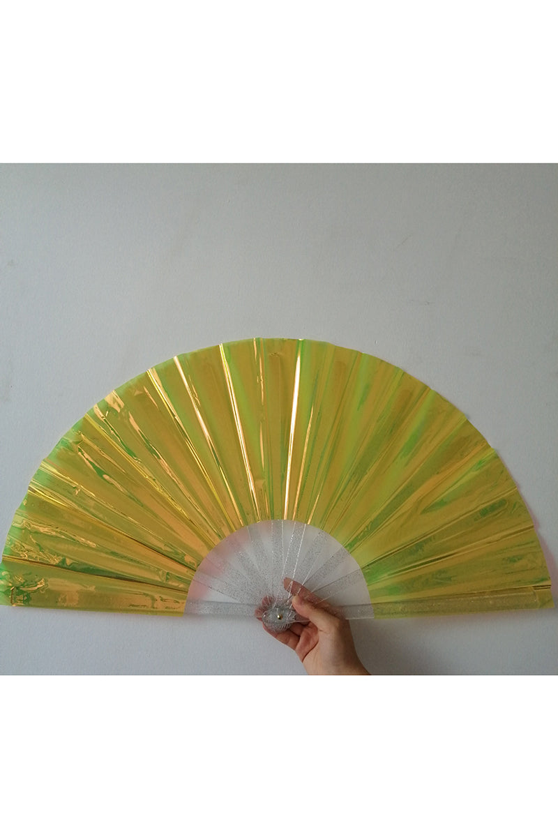 Disco PVC Iridescent Laser Transparent Plastic Folding Fan