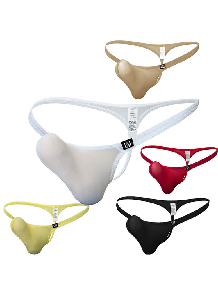 Men's Sexy Upward-Curving Design Ice Silk Thong