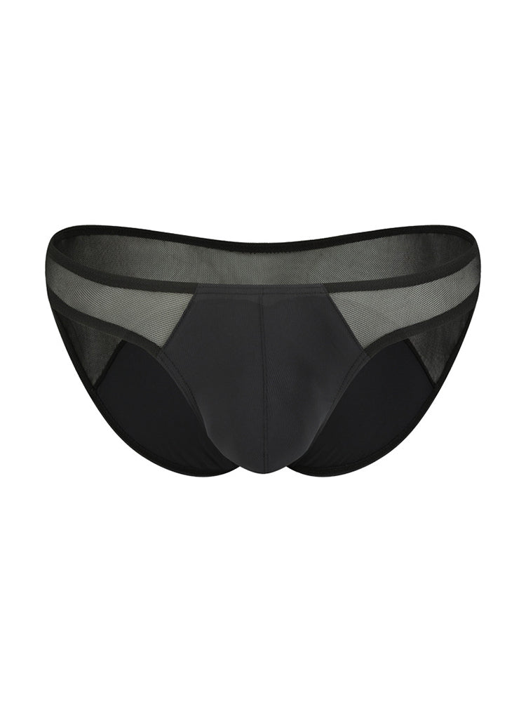 Men's Sexy Solid-Color Mesh-Panel Briefs