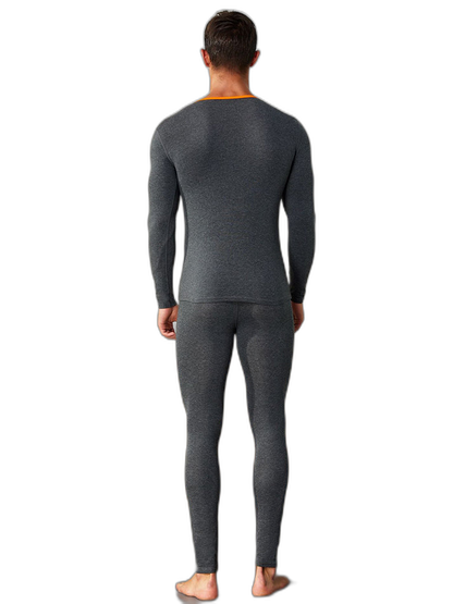 Men's Splicing Lines Cotton Thermal Underwear Set