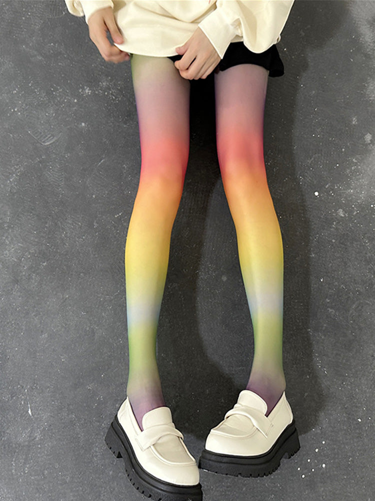 Sexy Rainbow Gradient Thin Stockings