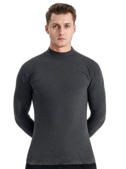 Mid-neck Men's Fleece Warm Bottoming Top T-shirt