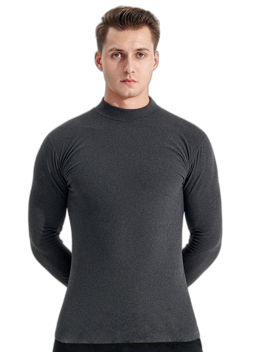 Mid-neck Men's Fleece Warm Bottoming Top T-shirt