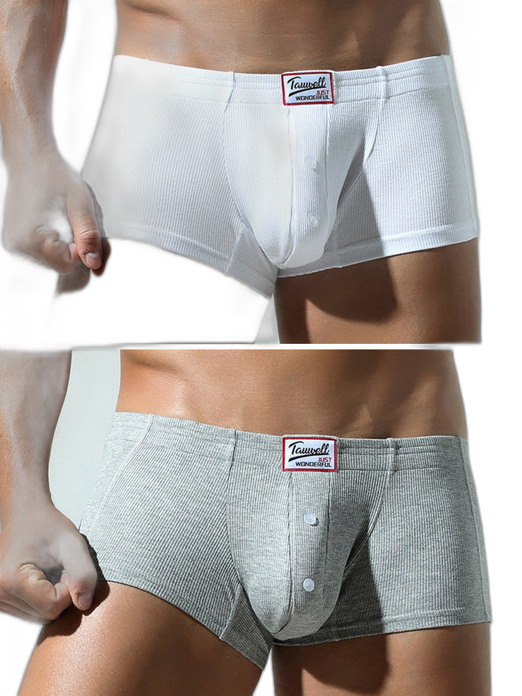 2 Pack Men's Soft Solid Color Simple Comfortable Breathable Trunks