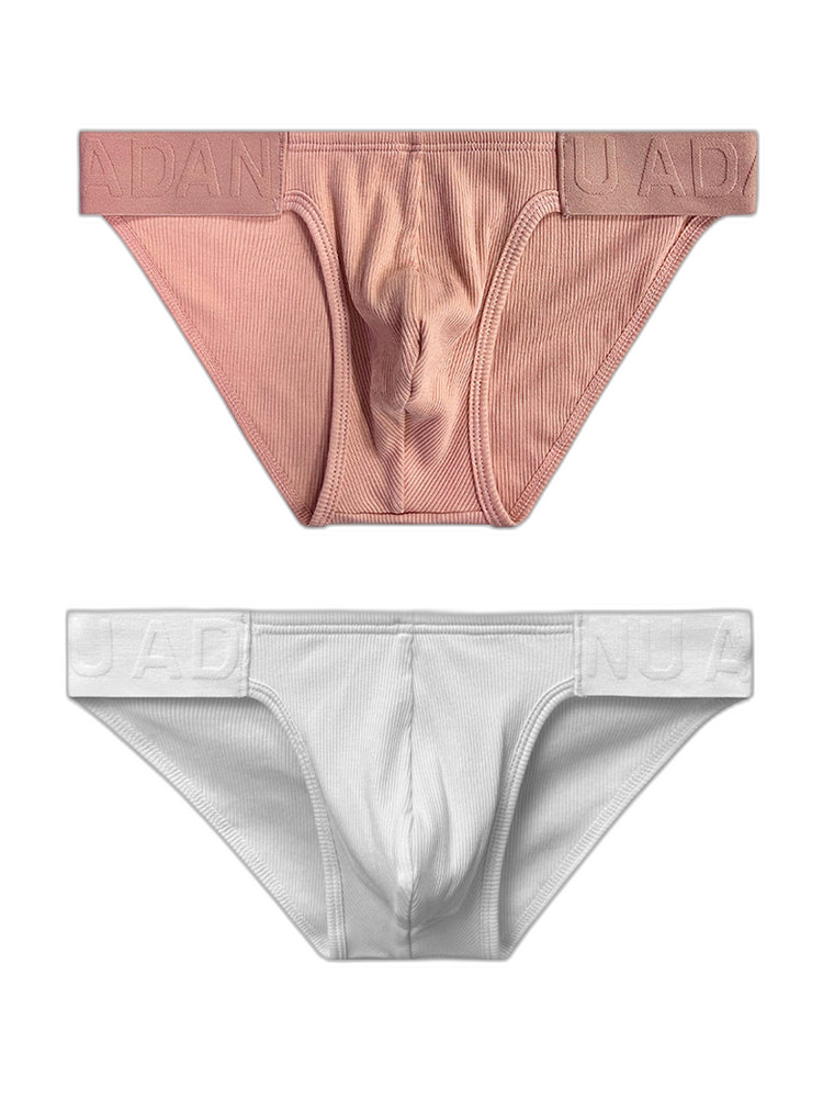2 Pack Men's Low-Rise High-Cut Ribbed Cotton Bikini