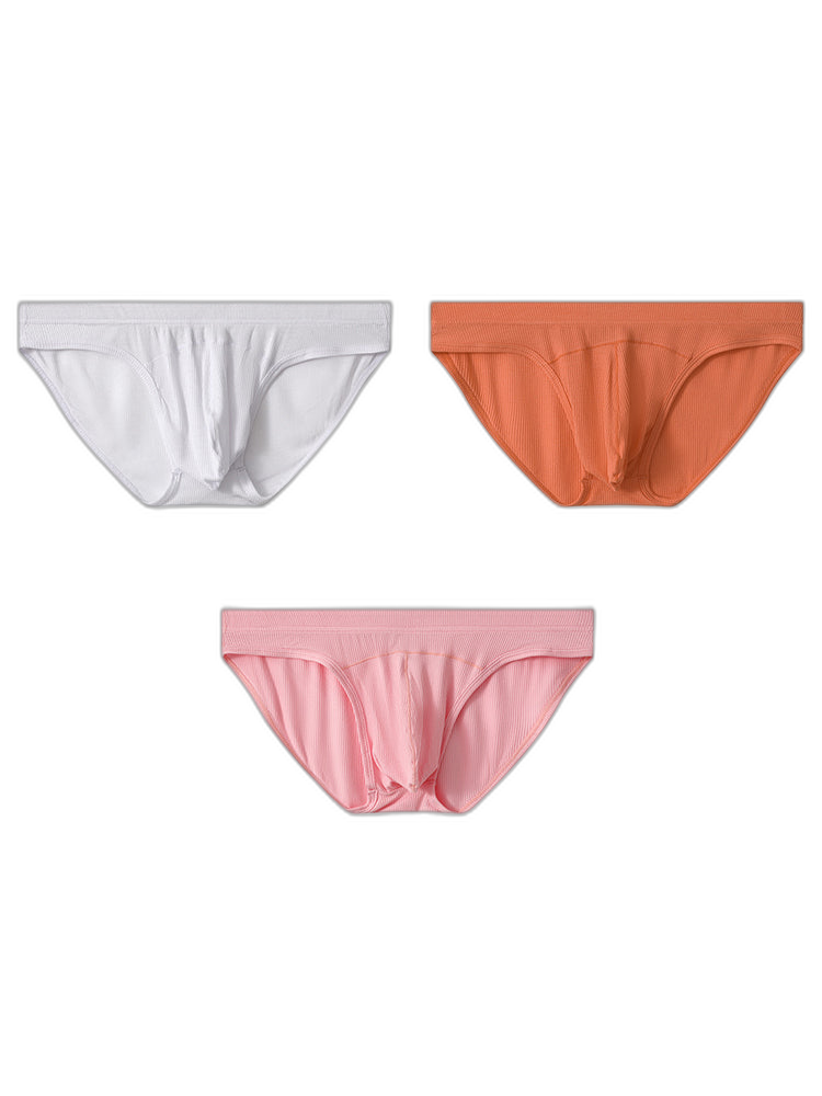 3 Pack Men's Sexy Threaded U-Shaped Briefs