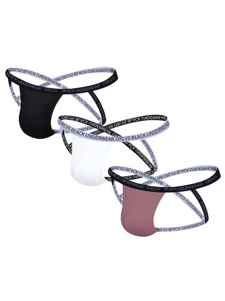 Men's Lettered Belt U-Convex Pouch Jockstrap