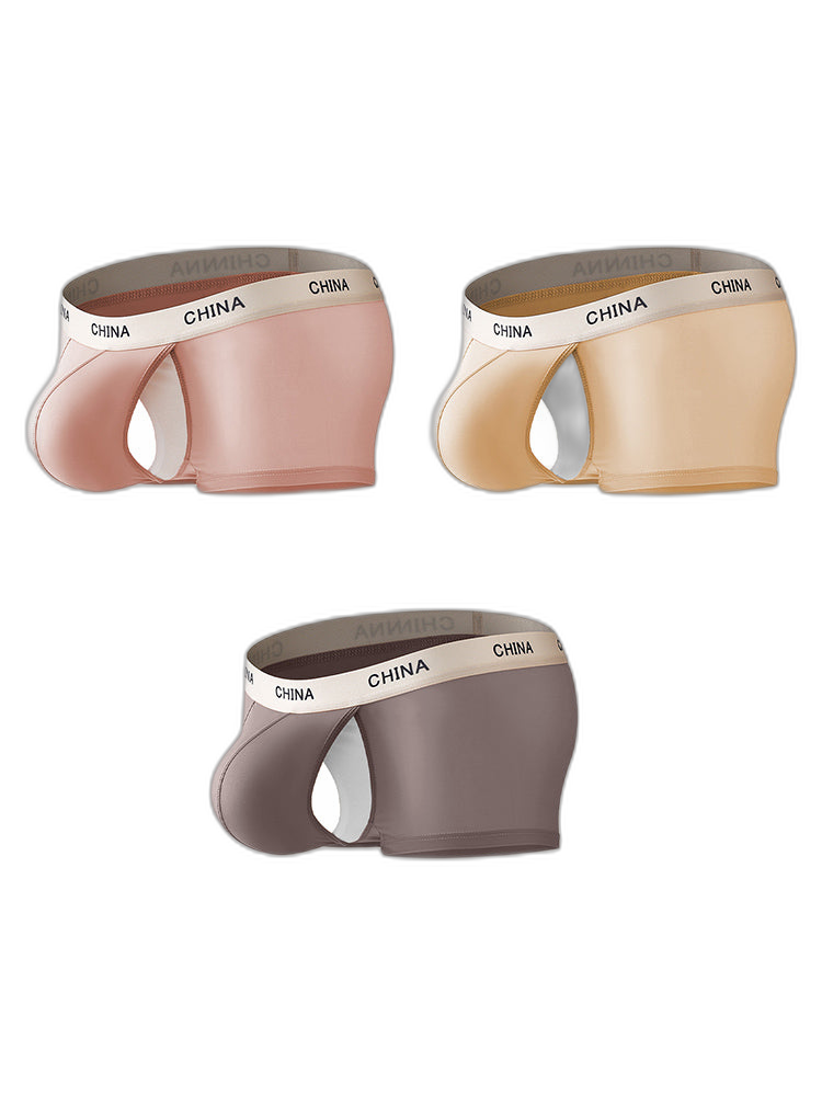 3 Pack Men's Ice Silk Bare-Sensation Breathable Lightweight Separating Trunks