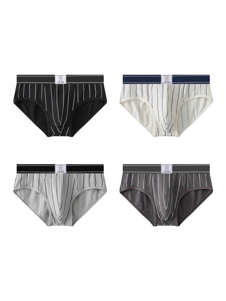 Men's Vertical Stripe Breathable Cotton Briefs