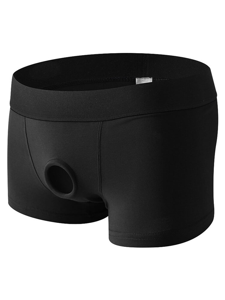 Men's Silicone Ring Solid Color Cotton Trunks