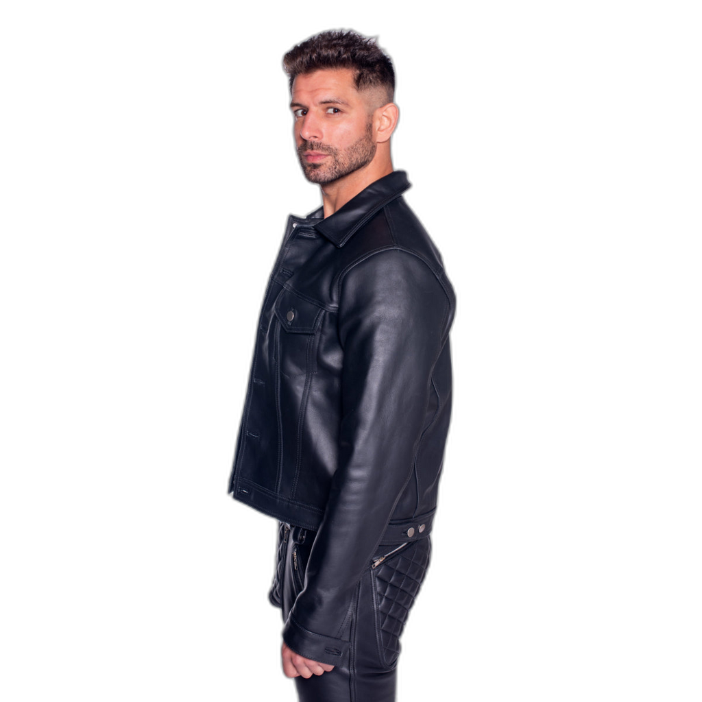 Prowler RED Leather Trucker Jacket Black