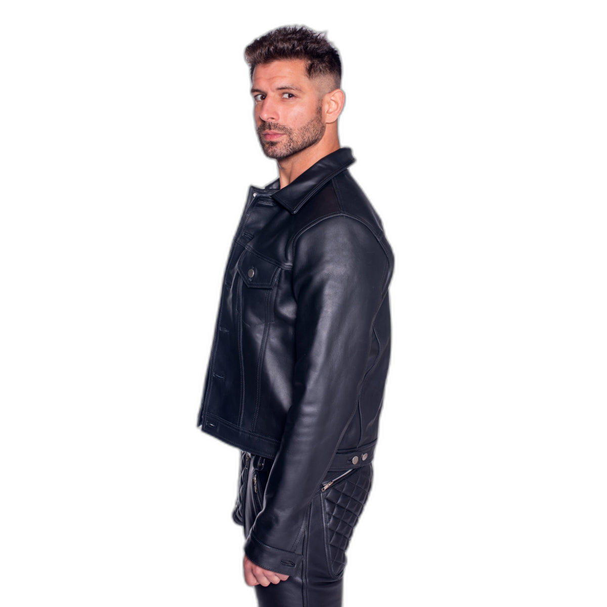 Prowler RED Leather Trucker Jacket Black