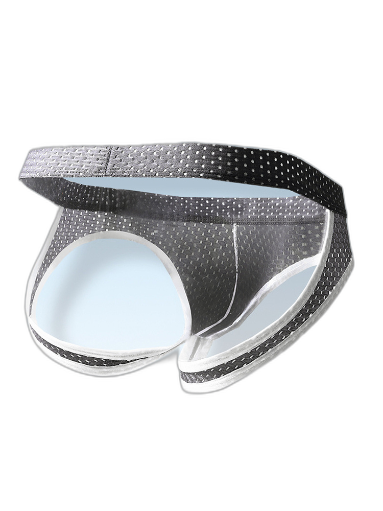 3 Pack Men's Breathable Mesh Ice Silk Sexy Stretch Fit Jockstrap