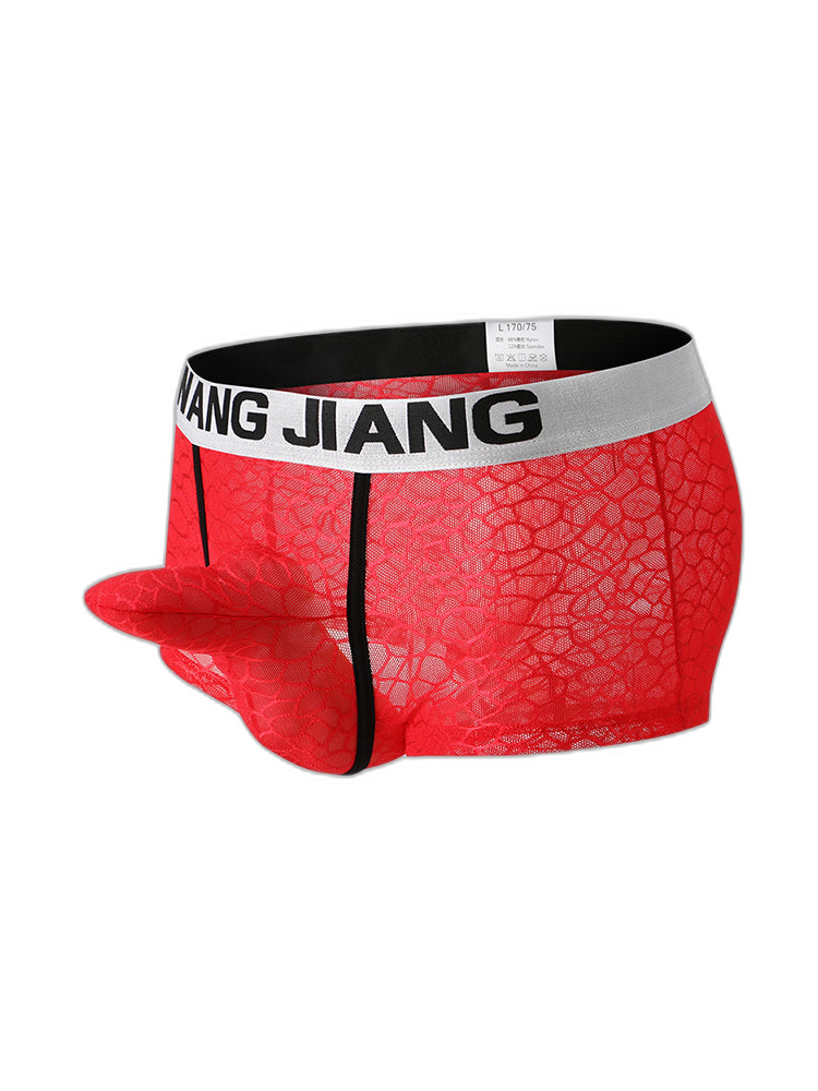 2 Pack Men's Ice Silk Lace Solid Sexy Trunks