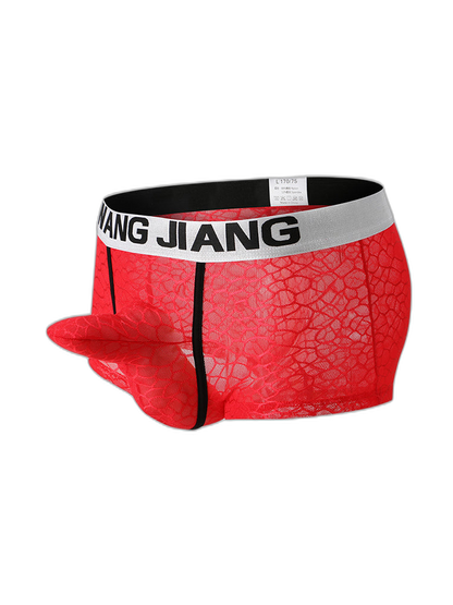 2 Pack Men's Ice Silk Lace Solid Sexy Trunks