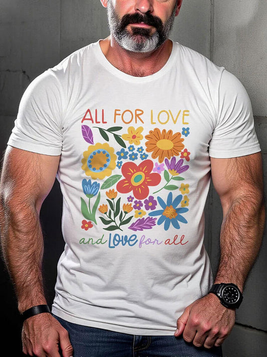 Casual LGBT Pride All For Love Love For All Gay Print T-shirt