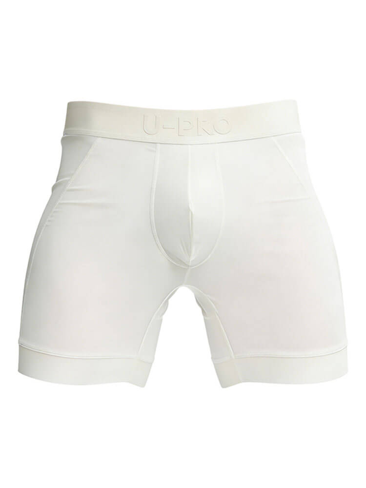 Men's White High-Elasticity Breathable Sports Boxer Briefs