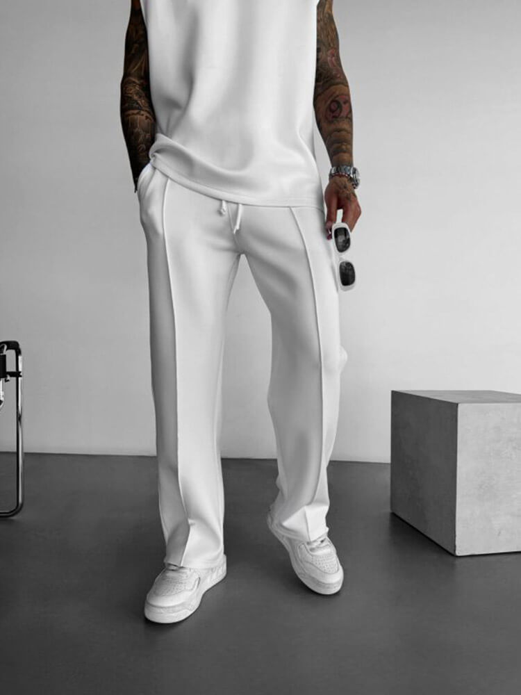 Men's Casual Solid Color Knitted Straight Pants