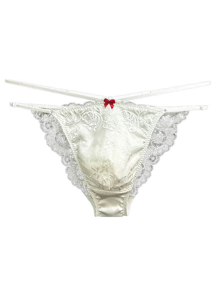 Men's Sexy Low-Rise Thin-Strapped Sheer Lace Thong