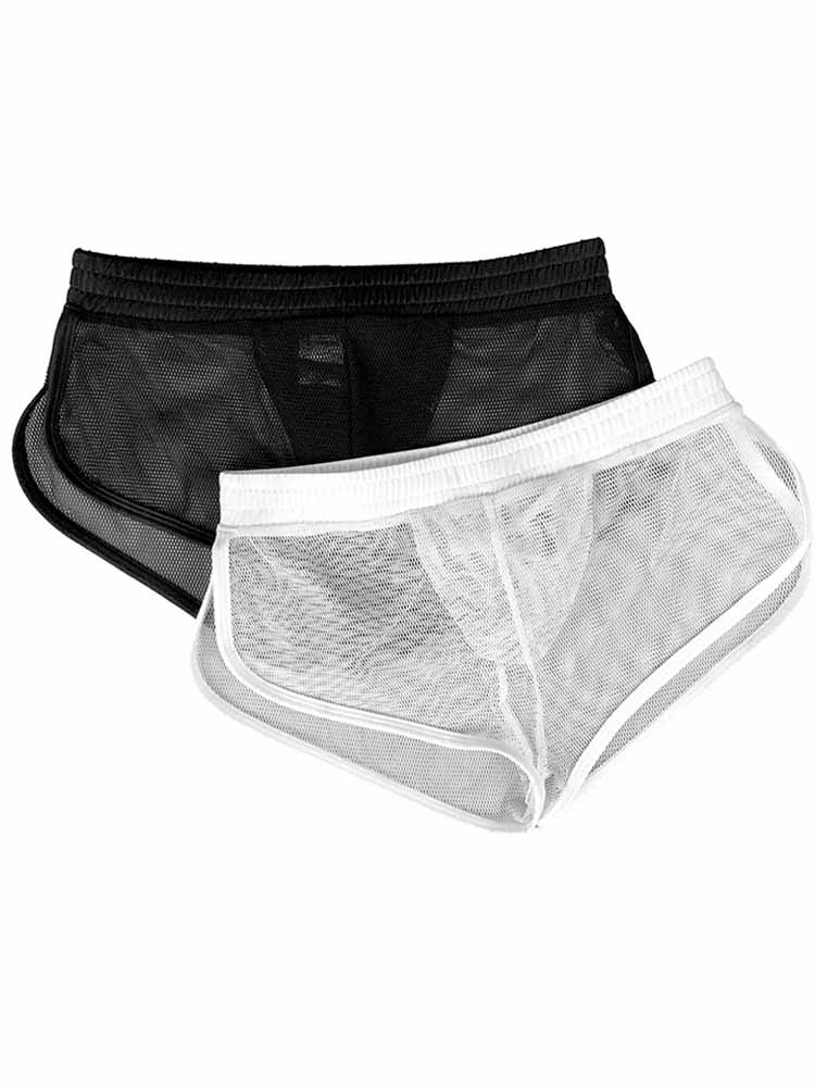 Men's Solid Color Mesh Full Split Trunks