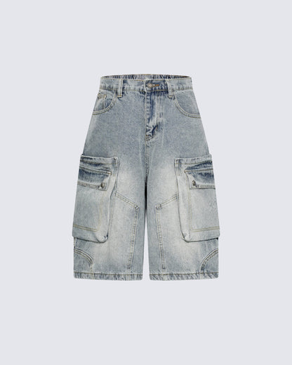 Vintage Washed Distressed Pocket Capri Pants