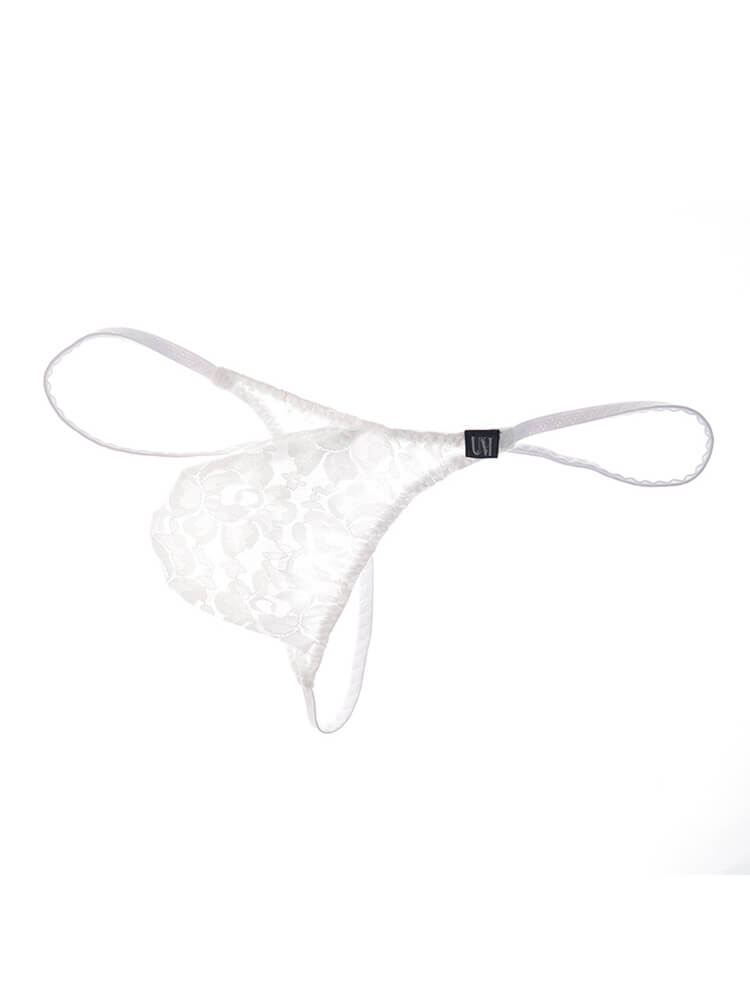 Men's Sexy Low-Rise Contoured Pouch Lace Thong