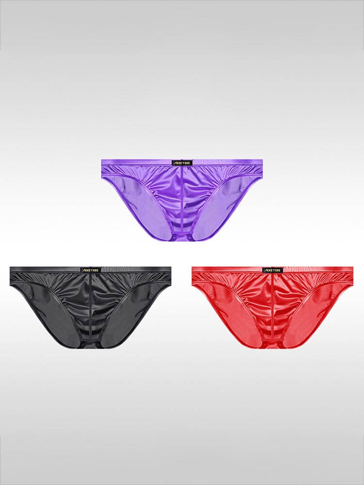 Men's Sexy Silky Thin Breathable Satin Low-Rise Briefs